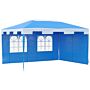 Outsunny 3 X 4 M Party Gazebo Marquee Garden Canopy Outdoor Bbq Tent Camping Patio Awning With 2 Sidewalls, Blue