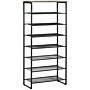 Homcom 8-tier Shoe Rack, Shoe Storage Organizer With Mesh Shelves Free Standing Shoe Shelf Stand For 21-24 Pairs Of Shoes Black And Grey