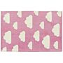 Area Rug Pink Cloud Print 60 X 90 Cm Low Pile Runner For Children Playroom