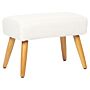 Footstool White Boucle With Wooden Legs Scandinavian Style Bedroom Living Room Seating Accessories Beliani