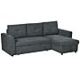 Homcom 3 Seater Sofa Bed, L-shaped Corner Sofa, Pull Out Sofa With Storage, Convertible Click Clack Settee Sectional Sleeper Futon, Dark Grey