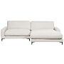 Left Hand Corner Sofa Off-white Fabric Polyester Metal Black Legs 190 X 272 X 83 Cm Upholstered Finished Back 3 Seater L-shaped Modern Style Living Room Beliani