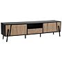 Tv Stand Light Wood And Black Metal Legs For Up To 76 ʺ With 1 Drawer And 2 Cabinets Industrial Style