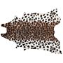 Area Rug Brown And White Faux Cowhide Leather 130 X 170 Cm With Spots Irregular