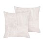 Set Of 2 Decorative Pillows Off-white Corduroy 43 X 43 Cm Striped Pattern Modern Design Throw Cushions