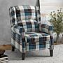 Homcom Wingback Reclining Chair Push Back Recliner Armchair For With Footrest Armrests Wood Legs Blue