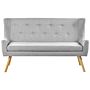 Kitchen Sofa Grey Polyester Fabric Upholstery 2-seater Wingback Tufted Light Wood Legs