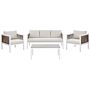 5-seater Garden Sofa White And Brown Aluminium 5 Seater With Cushions