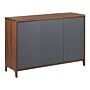 Sideboard Dark Wood With Grey Engineered Wood 3-door Cabinet