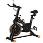 Homcom Exercise Bike, Indoor Cycling Bike For Home Use, Stationary Bike With Lcd Display And Heart Rate Sensor, Static Fitness Bike For Home, Gym, Cardio Workout, Orange