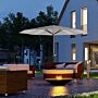 Outsunny Garden Parasol With Led Lights, Solar Charged Patio Umbrella With Crank Handle, Light Grey