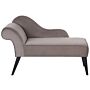 Chaise Lounge Taupe Velvet Upholstery Dark Wood Legs Left Hand