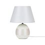 Table Lamp Off-white Ceramic Base Faux Silk Cone Shade Bedside Cream Table Lamp