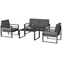 Outsunny Four-piece Aluminium Garden Dining Set, With Cushions