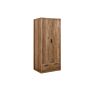 Stockwell 2 Door 1 Drawer Wardrobe Rustic Oak