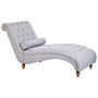 Chaise Lounge Grey Fabric Chesterfield Buttoned Chaise Wooden Legs