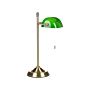 Table Lamp Green And Gold Metal Base Glass Shade Adjustable Pull Switch Retro Style Home Office Light