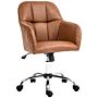 Homcom Computer Desk Chair, Pu Leather Swivel Office Chair, Makeup Vanity Chair With Height Adjustable, Wheels, For Home Study Bedroom, Brown | Aosom Uk