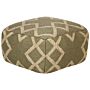 Pouffe Green And Beige Jute And Wool 50 X 50 Cm Geometric Pattern Style Washed Out Colurs Beliani