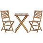 3 Piece Bistro Set Light Solid Acacia 2 Chairs And Tea Table Folding Slatted Design