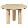 Dining Table Light Wood Mdf Tabletop Rubberwood Legs ⌀ 120 Cm