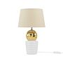 Table Lamp Gold With White And Beige Ceramic Eclectic Base Polyester Empire Shade