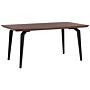 Dining Table Dark Wood 160 X 90 Cm Black Metal Legs Industrial Minimalist Kitchen