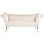 Chaise Lounge Cream Beige Velvet Upholstery Tufted Double Ended Seat With Metal Gold Legs Beliani