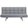 Sofa Bed Light Grey Fabric Upholstered 3 Seater Reclining Backrest Square Quilted