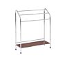 Towel Stand Silver Steel Glossy Dark Pine Wood Shelf 3 Rails Standing Towel Rack Modern Bathroom Accessories