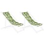 Set Of 2 Sun Lounger Replacement Fabrics Palm Leaves Pattern Polyester Sling Hammock