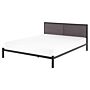 Bed Frame Black Metal Eu King Size 5ft3 Upholstered Slatted Base