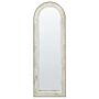 Wall Mirror Off-white Mango Wood Frame 31 X 91 Cm Whitewash Distressed Finish Vintage Style Wall Decor