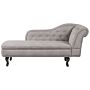 Chaise Lounge Taupe Velvet Upholstery Right Hand Buttoned Nailheads Chesterfield Style