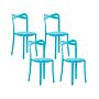 Set Of 4 Garden Chairs Blue Polypropylene Lightweight Weather Resistant Plastic