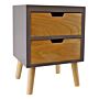 2 Drawer Chest In Grey Finish With Natural Drawers With Removable Legs