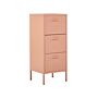 3 Drawer Storage Cabinet Pink Metal Steel Home Office Unit Industrial Small Chest Of Drawers Beliani