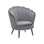 Armchair Grey Velvet Novelty Shape Metal Legs