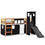 Vidaxl Kids' Loft Bed With Tower White&black 90x190 Cm Solid Wood Pine