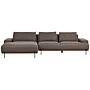 Right Hand Corner Fabric Sofa Beige Fabric Metal Legs 3 Seater