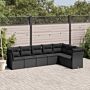 Vidaxl 7 Piece Garden Sofa Set With Cushions Black Poly Rattan