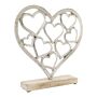 Metal Silver Hearts On A Wooden Base Large