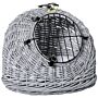 Pawhut Wicker Pet Carrier Basket Cat Kitten Bed Portable Travel Cage W/ Soft Cushion Handle Grey 50 X 40 X 40 Cm