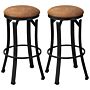 Homcom Bar Stools, Set Of 2, Microfiber Cloth Breakfast Bar Chairs With Footrest, Vintage Kitchen Stools With Powder-coated Steel Legs, Brown