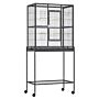 Pawhut Bird Cage Metal Canary Cages For Parakeet With Detachable Rolling Stand, Storage Shelf, Wood Perch, Food Container