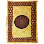 Single Cotton Bedspread + Wall Hanging - Flower Of Life - Orange