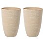 Plant Pot Set Of 2 Beige Stone Planter