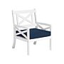 Garden Chair White Acacia Wood With Blue Seat Cushion Coastal