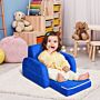 Homcom 2 In 1 Kids Children Sofa Chair Bed Folding Couch Soft Flannel Foam Toddler Furniture For 3-4 Years Old Blue