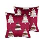 Set Of 2 Scatter Cushions Red Velvet Fabric 45 X 45 Cm Christmas Tree Pattern Removable Covers